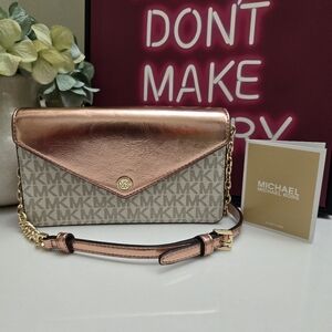 Michael Kors Jet Set Travel Small Signature Logo Clutch Crossbody Bag NWT